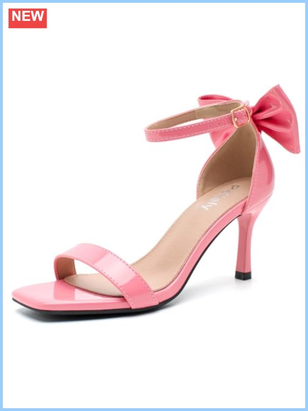 Synthetic PU Kitten Heel Sandals Square Toe Ankle Strap Dress